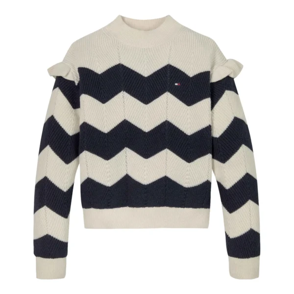 Tommy Hilfiger sweater navyblå og hvid stribet KG0KG08157