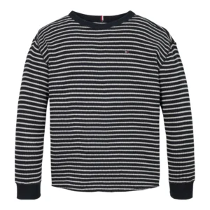 Tommy Hilfiger Flag Mini Waffle blå med hvide striber KB0KB09195