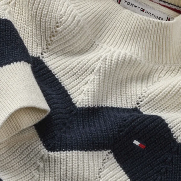 Tommy Hilfiger sweater navyblå og hvid stribet KG0KG08157